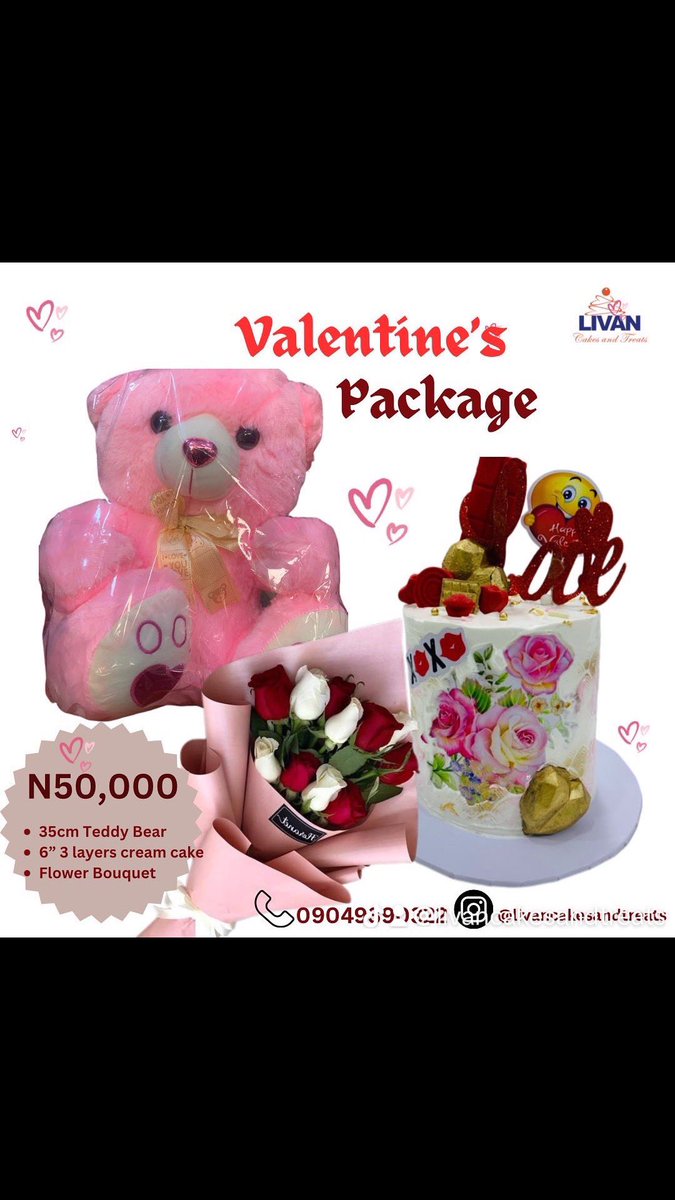 Valentine’s Day Package 1 

Price: N50,0000

#valentine #valentinesday #valentine2024 #valentinecake #valentineflowers #valentinebouquet #valentinegifts #valentibegiftsinlagos #supereagles #NGARSA #election2024 Veekee James He’s 27 South Africa Layi  Ruger Ourpiano My BP Aina
