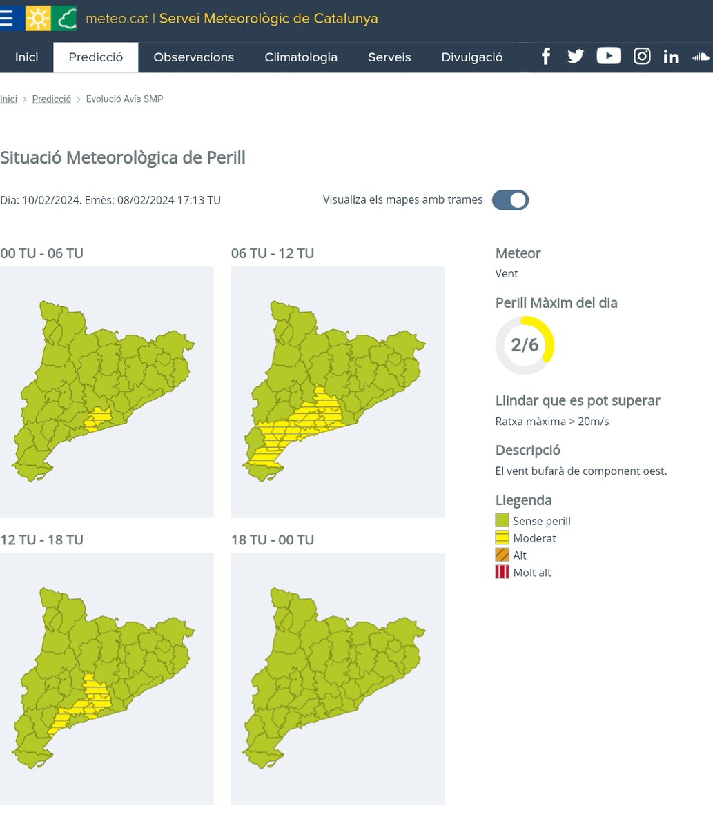 meteocat's tweet photo. ⚠️El Servei Meteorològic de Catalunya incorpora trames a la informació gràfica dels avisos de Situació Meteorològica de Perill al lloc web per fer-la accessible a les persones daltòniques.
👉A més, s'incou un botó que permet desactivar aquesta opció. https://t.co/SJQvCBQvj2