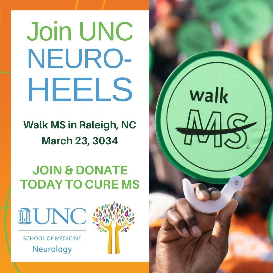 Join UNC Neuro-Heels and support Walk MS - an event that brings together a community of passionate people to connect and raise funds to change the world for people affected by MS. Walk MS is March 23, 2024! To Join our Team and/or Donate, please visit - buff.ly/3w8wnWb