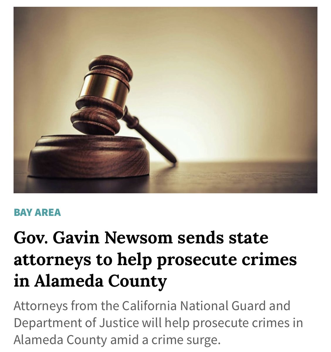Thank you Governor <a href="/GavinNewsom/">Gavin Newsom</a> and Attorney General <a href="/AGRobBonta/">Rob Bonta</a>  for answering our call for additional support in tackling crime in Oakland and the greater East Bay. The City welcomes this strong state partnership and collaboration with my office to improve the health and safety