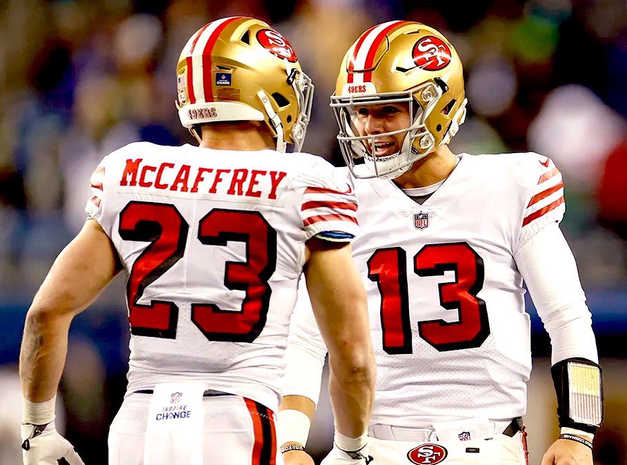 For the FIRST TIME IN #NFL HISTORY, teammates won the NFL FedEx Air &amp; Ground Player of the Year. 

The winners, San Francisco #49ers QB <a href="/brockpurdy13/">Brock Purdy</a> &amp; RB <a href="/CMC_22/">Christian McCaffrey</a>. 

SIMPLY INCREDIBLE 🏆🏆🔥💯🤯