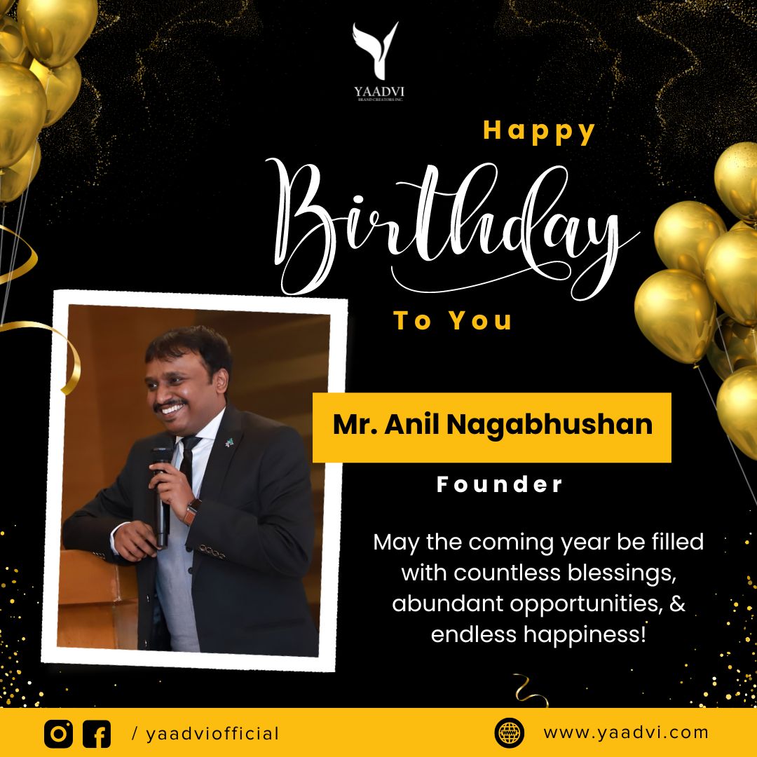 yaadviofficial's tweet photo. Warmest wishes to Mr. Anil Nagabhushan, the esteemed founder and visionary of Yaadvi.

The entire Yaadvi team joins in celebrating your special day with heartfelt joy and admiration. 

#HappyBirthday #AnilNagabhushan #Birthday #Yaadvi #yaadviofficial #yaadvibrandcreators https://t.co/NPfc2cpeSe