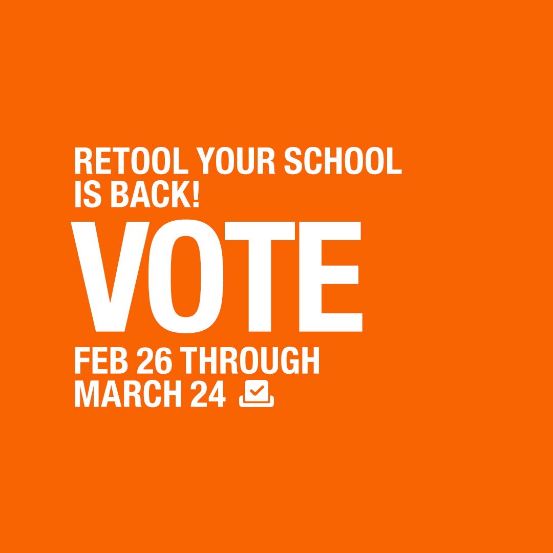 Retool Your School is back, celebrating 15 years of building, doing and helping. Starting February 26, you can vote for your HBCU only at thd.co/47Sp0iN, no hashtags are needed. Plus, voting is still unlimited.