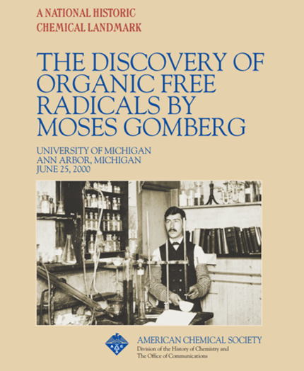 AmerChemSociety's tweet photo. #OTD in 1866, Moses Gomberg was born. Gomberg is considered the founder of free radical organic chemistry, &amp; also served as ACS President in 1931. In 2000, an #ACSLandmark was dedicted at @UMich commemorating his life &amp; work. Learn more at https://t.co/iJNpZ7OVXm https://t.co/m4LnmOdW2S