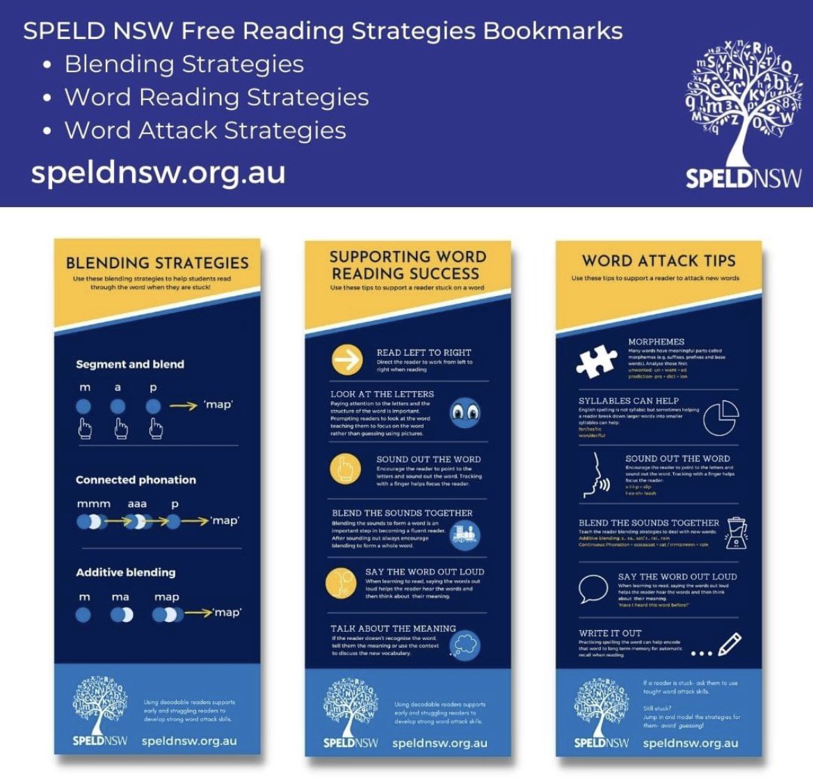 Download these excellent free Reading Strategies Bookmarks and have your students use them at home and school.  Find them at  <a href="/SpeldNSW/">SPELD NSW</a> 

speldnsw.org.au/literacy/bookm…