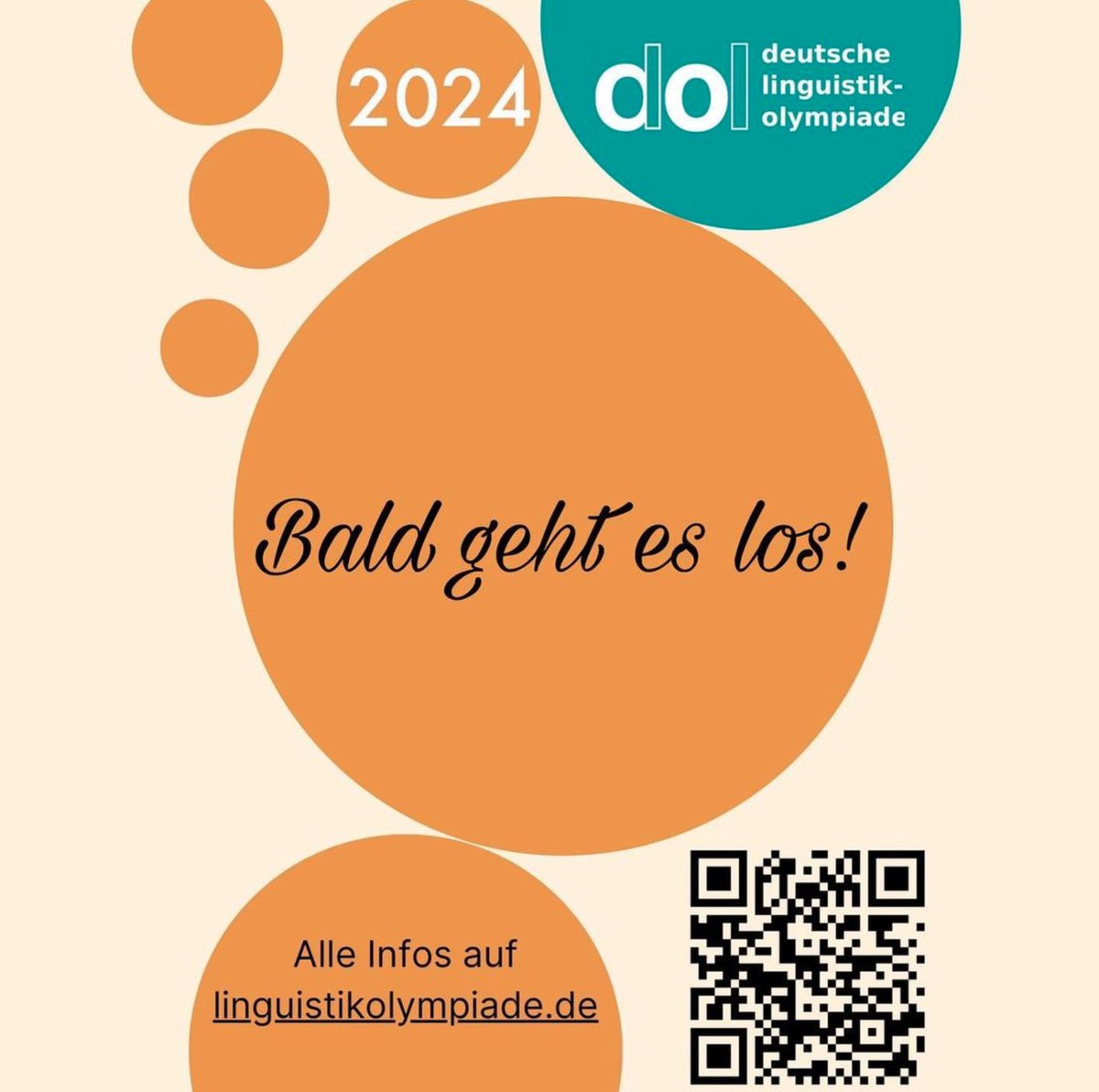 Schon bald am 15. Februar (also in genau einer Woche) startet die Deutsche Linguistik-Olympiade 2024 in die erste Runde! 
Alle wichtigen Informationen für die Teilnahme und rund um den Wettbewerb gibt es auf unserer Webseite linguistikolympiade.de