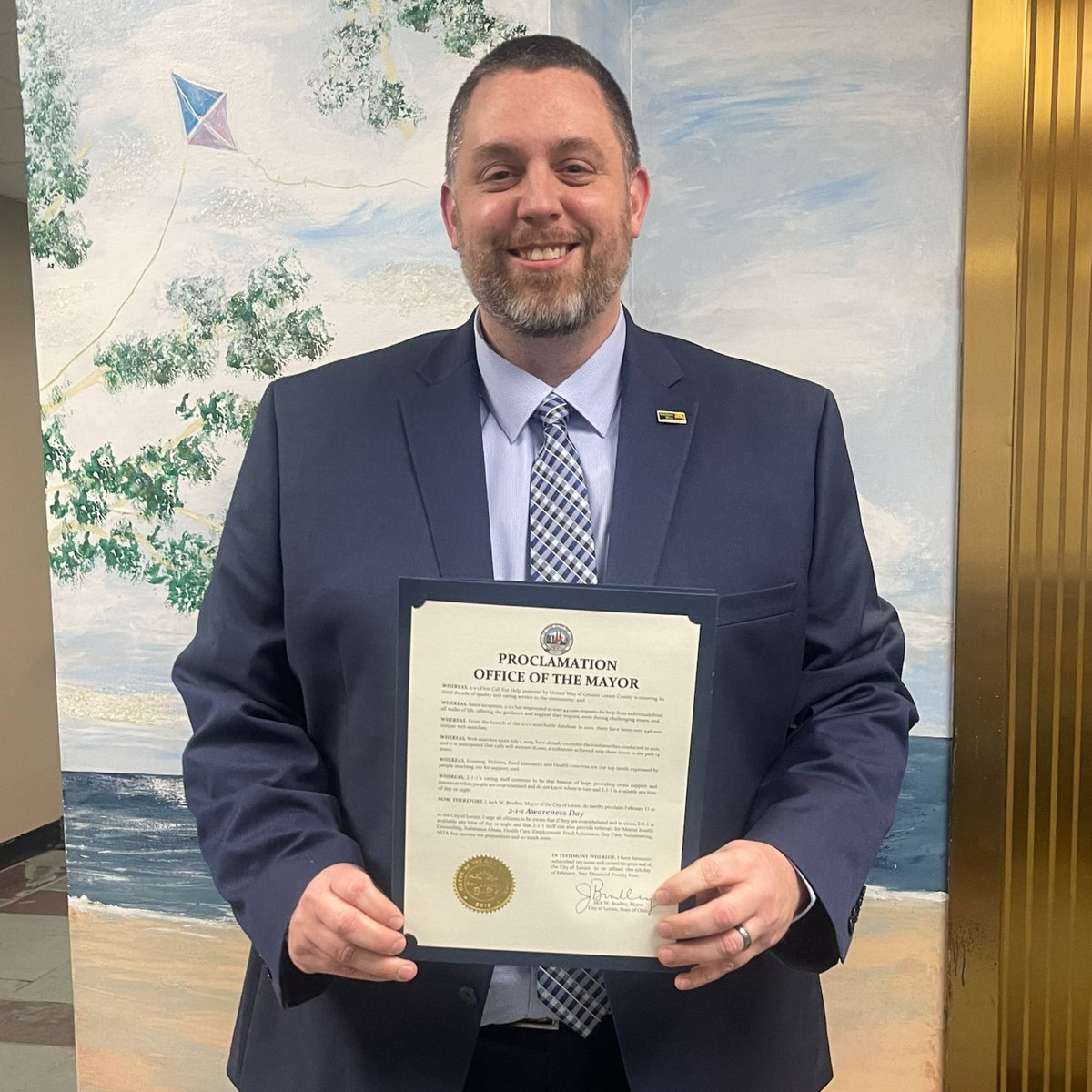 UWLorainCounty's tweet photo. Today is 211 Awareness Day! Recently, staff accepted Proclamations in support of 2-1-1 Awareness Day, so a special thank you to Lorain County Commissioners, Lorain Mayor Bradley, Elyria Mayor Brubaker, and Oberlin City Council for spreading awareness of 211 powered by United Way. https://t.co/CB7ftnAdI9