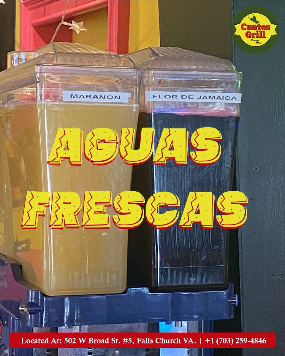 CuatesGrillFC's tweet photo. Accompany our delicious #MexicanFood ๐ฎ๐ฏ๐ with a refreshing drink! ๐๐ท๐น๐ธ We have Aguas frescas of Jamaica and Maraรฑon available, don't miss them! ๐คฉ๐ฅณ
.
.
.
#virginia #fallschurch #va #vafoodie #vaeats #dmv #fallschurchva #fallschurchcity
-> https://t.co/cxJA2fAcES https://t.co/LLRuyStSAW