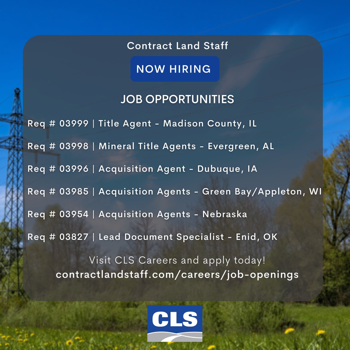 CLSRightofWay's tweet photo. Find your future at CLS! Learn more about the job opportunities below by visiting our Careers page: https://t.co/AXNMvovdsg

#job #hiring #career #rightofway #CLScompanies https://t.co/yXlMJzuwO4