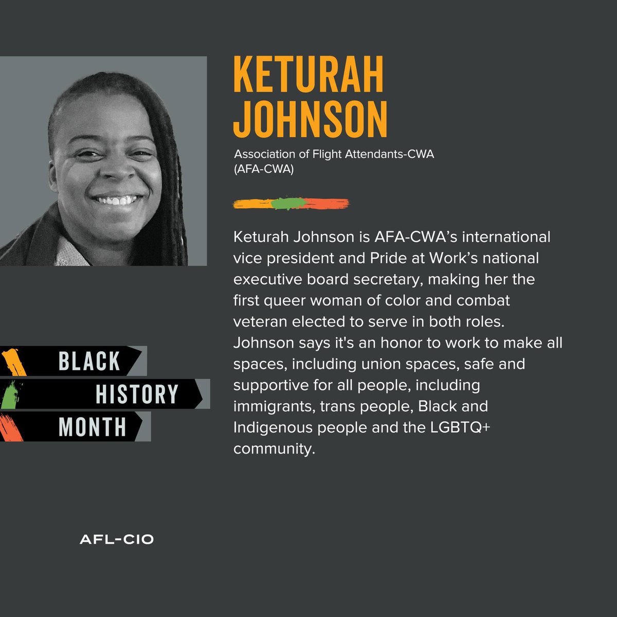 PrideatWork's tweet image. Honoring our very own National Executive Board Treasurer, Keturah Johnson and @afa_cwa Vice President.

#BlackHistory #UnionYes @AFLCIO @CWAUnion #solidarity