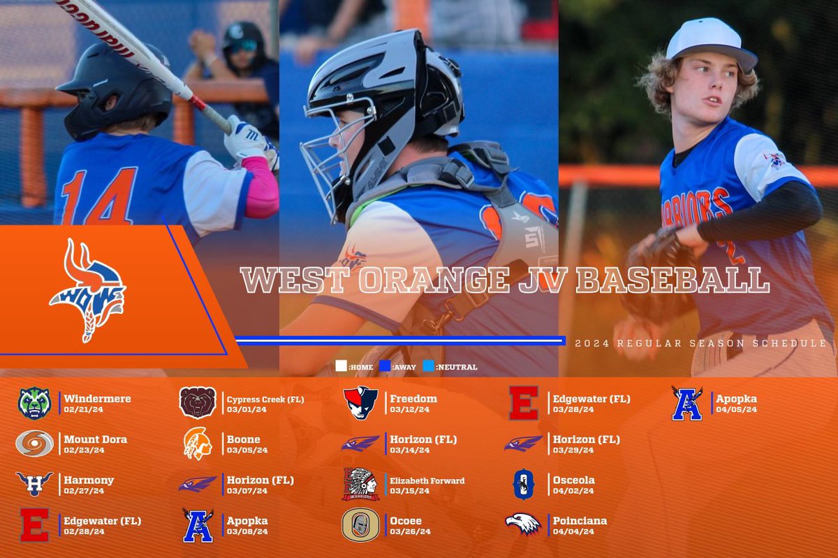 OrangeBaseball's tweet photo. Our updated JV regular season schedule is now available! Check out the revised dates as our JV squad prepares for an exciting season ahead. Looking forward to the teamwork and growth on the field.
#WarriorPride # WOWBaseball #UpdatedSchedule https://t.co/9Ob6xpU5ns