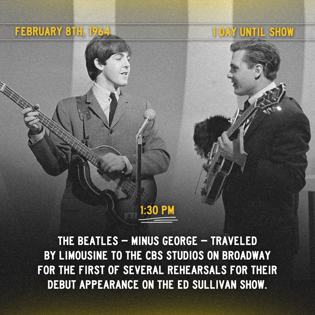 EdSullivanShow's tweet photo. From touching down in America to stepping foot onto The Ed Sullivan Show stage, take a look at what The Beatles were up to as it all unfolded ๐ซ #BeatlesWeek https://t.co/QXaGIJlBXp