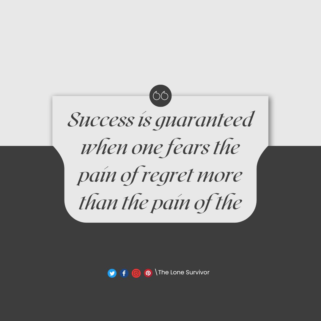 Success becomes inevitable when the dread of regret outweighs the discomfort of the journey. Embrace the challenges, for they are mere stepping stones toward the fulfillment of your aspirations.
#willpowerquotes #fearlesssuccess #embracethejourney #resiliencewins  #fearlessheart