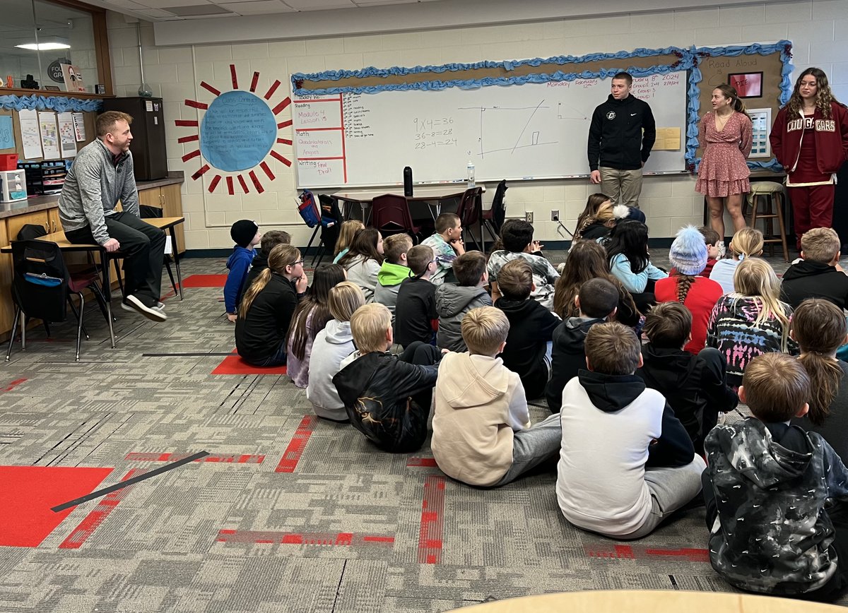 ConestogaAD's tweet photo. ‼️Did you know high school students involved in activities are more likely to graduate high school, have higher GPAs &amp; miss less school? A few of our students from the HS came to talk to 4th grade about the importance of their academics and developing strong work habits early!‼️ https://t.co/zuiWooBqnZ