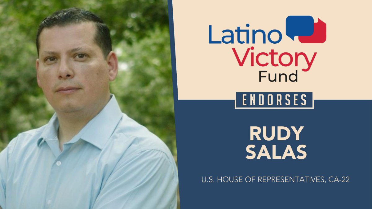 We are proud to support Rudy Salas for Congress. @RudySalasCA is on a path to flipping the 22nd District blue! Throughout his career in public service, he has worked hard to improve the lives of his community. Now, he’s ready to serve them from Capitol Hill.