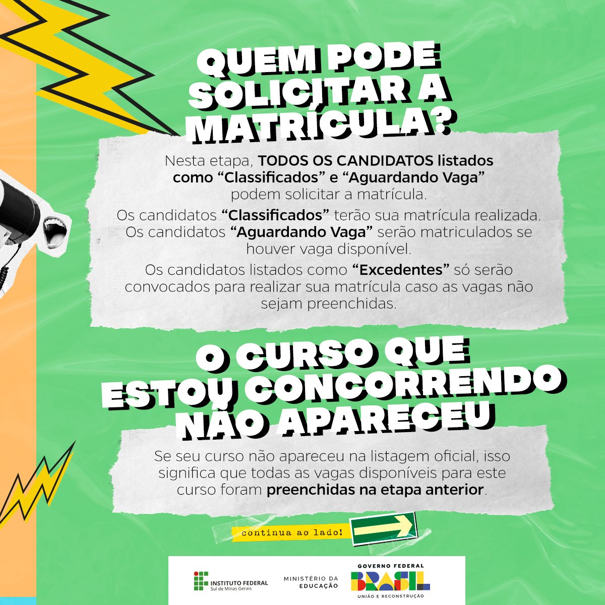 ifsuldeminas's tweet photo. A convocação geral para os cursos Técnicos Subsequentes e Superiores está disponível! ✅🤩

Por isso, preparamos um material explicativo pra você que tá cheio de dúvidas sobre esta etapa. 📲 https://t.co/vjYZUXDX5n