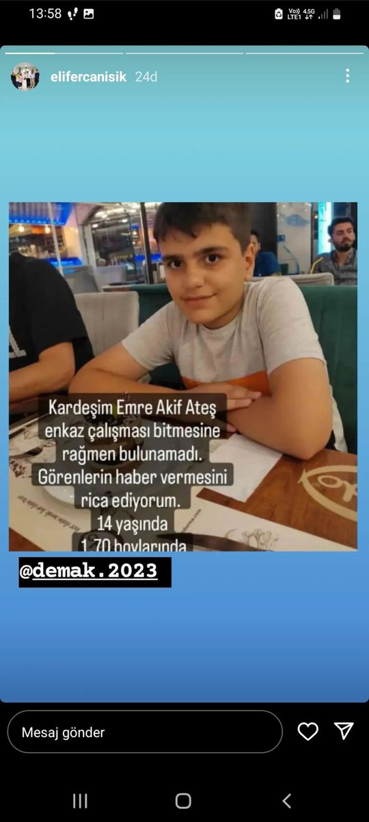 dunyazade_'s tweet photo. Ben bu ülkenin en yetkili kişisi olsaydım taşı toprağı ters çevirir yine kayıplarımızı bulurdum. Aşağıdaki eke bakın lütfen. 
Örenkent Sitesinde 1 yıldır kayıp. Ne ölüsüne ne dirisine ulaşılamıyor. 14 yaşında. Elif hanım tüm ailesini kaybetmiş depremde. Kardeşinin cenazesi yok ortada. Lütfen yayalım belki bilen gören biri vardır. 
#Adıyaman