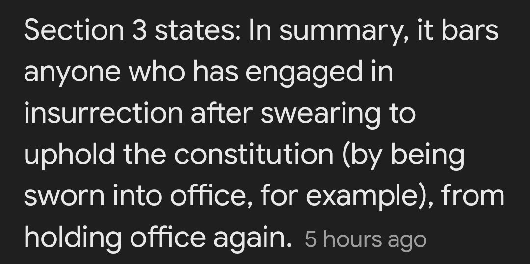 MaryMullan44315's tweet image. It says "engaged", not convicted. #Amendment14Section3