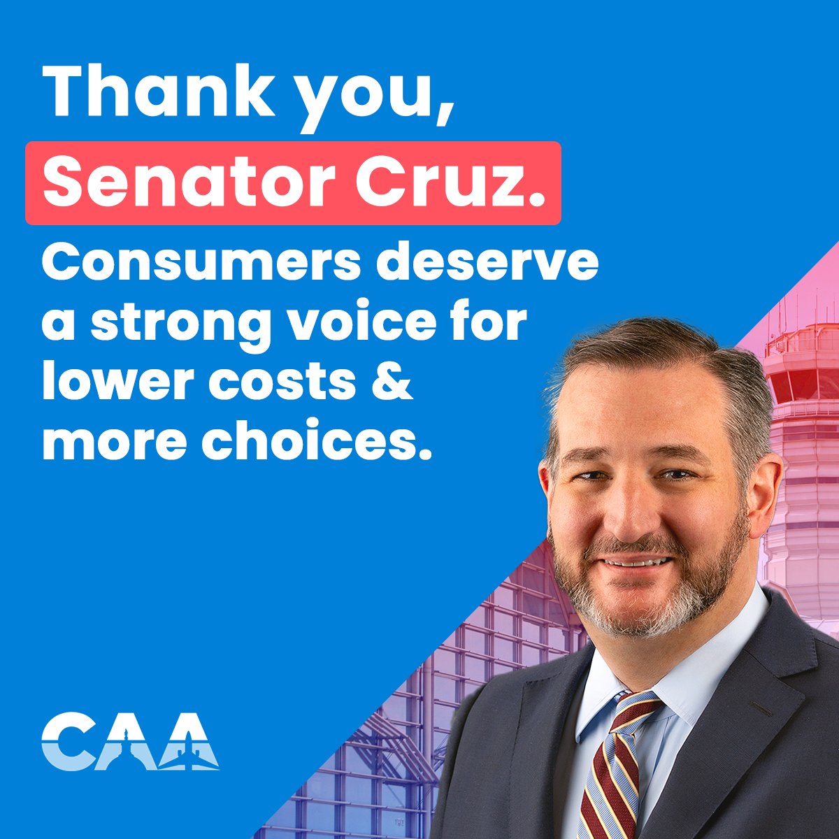 .@SenTedCruz is standing up for the millions of airline consumers across the country. Travelers deserve affordable access to the national capital region. Thank You, Senator Cruz!