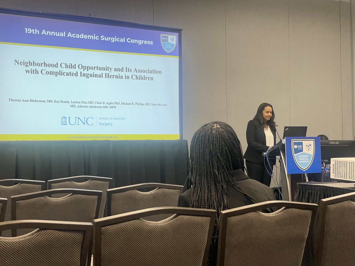 Amazing job by ⁦<a href="/TheresaWrites_/">Theresa Dickerson, MS</a>⁩ on #childopportunity and inguinal hernias at the #ASC2024. So proud!! ⁦<a href="/AcademicSurgery/">Assoc4AcademicSurgery</a>⁩ ⁦<a href="/UNCSurgery/">UNC Surgery</a>⁩ ⁦<a href="/SocietyofBAS/">Society of Black Academic Surgeons</a>⁩ ⁦<a href="/mrphillips_89/">Michael Phillips, MD</a>⁩