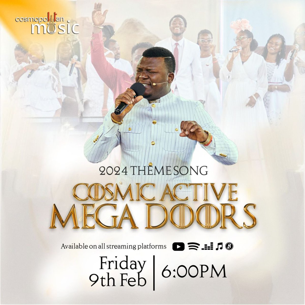 ChristCosmoInc's tweet photo. ⚠️ THEME SONG ALERT ‼️ 🎼

It’s our year of Cosmic Active Mega Doors!
The Lord has placed a song on our lips and we share with the world!
Tomorrow, Friday 9th February at 6PM(GMT)  the music video will be live!
Get ready for a tune that will surely position for great testimonies! https://t.co/y2I3WgBxud