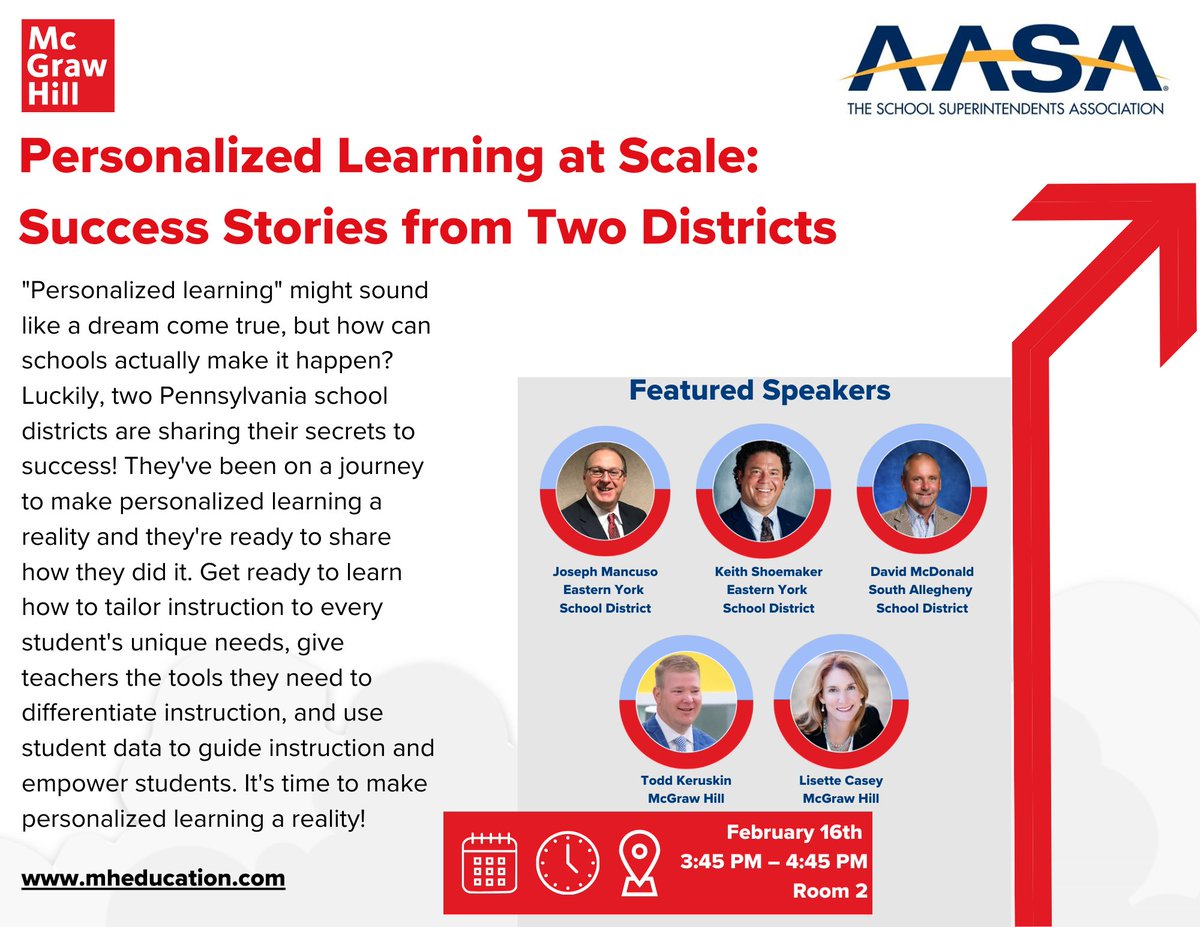 Join us at the AASA conference session next week where school administrators dive into scaling personalized learning. #AASAConference #PersonalizedLearning #Education @EasternYorkSD @southallegheny @DWMcDonald11 @JWMancuso @kshoe014