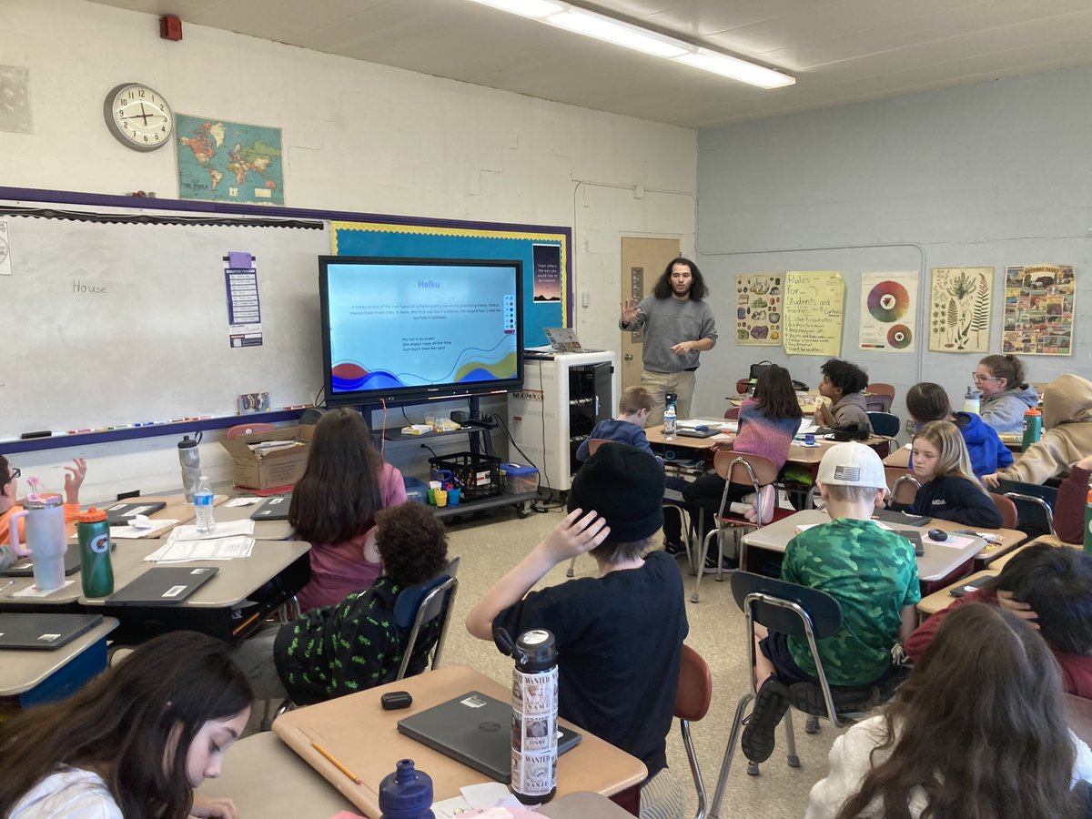 Great poetry and haiku discussion and then writing and creating their own with Mr. Chu’s 4th Grade ELA students. <a href="/MrChuNorton/">Mr. Chu</a> #HAYNation