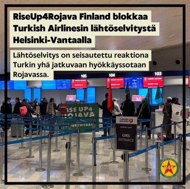 RiseUp4Rojava Finland tweet media