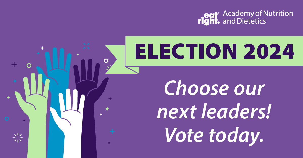 It only takes a few minutes to voice your opinion on who should be the next leaders of the nutrition and dietetics profession! 🗣️🗯️👏

If you haven't yet, make time to vote by February 15: sm.eatright.org/election 🗳️

#eatrightPRO #RDN #NDTR #futureRDN #rdchat
