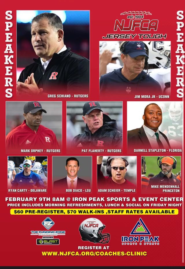 FIRED UP to talk some @Temple_FB Special Teams at the @NJFCA Coaches Clinic! 🏈 #JerseyTUFF #TeamsTUFF #TempleTUFF See you tomorrow morning! 🌅 njfca.org/coaches-clinic/