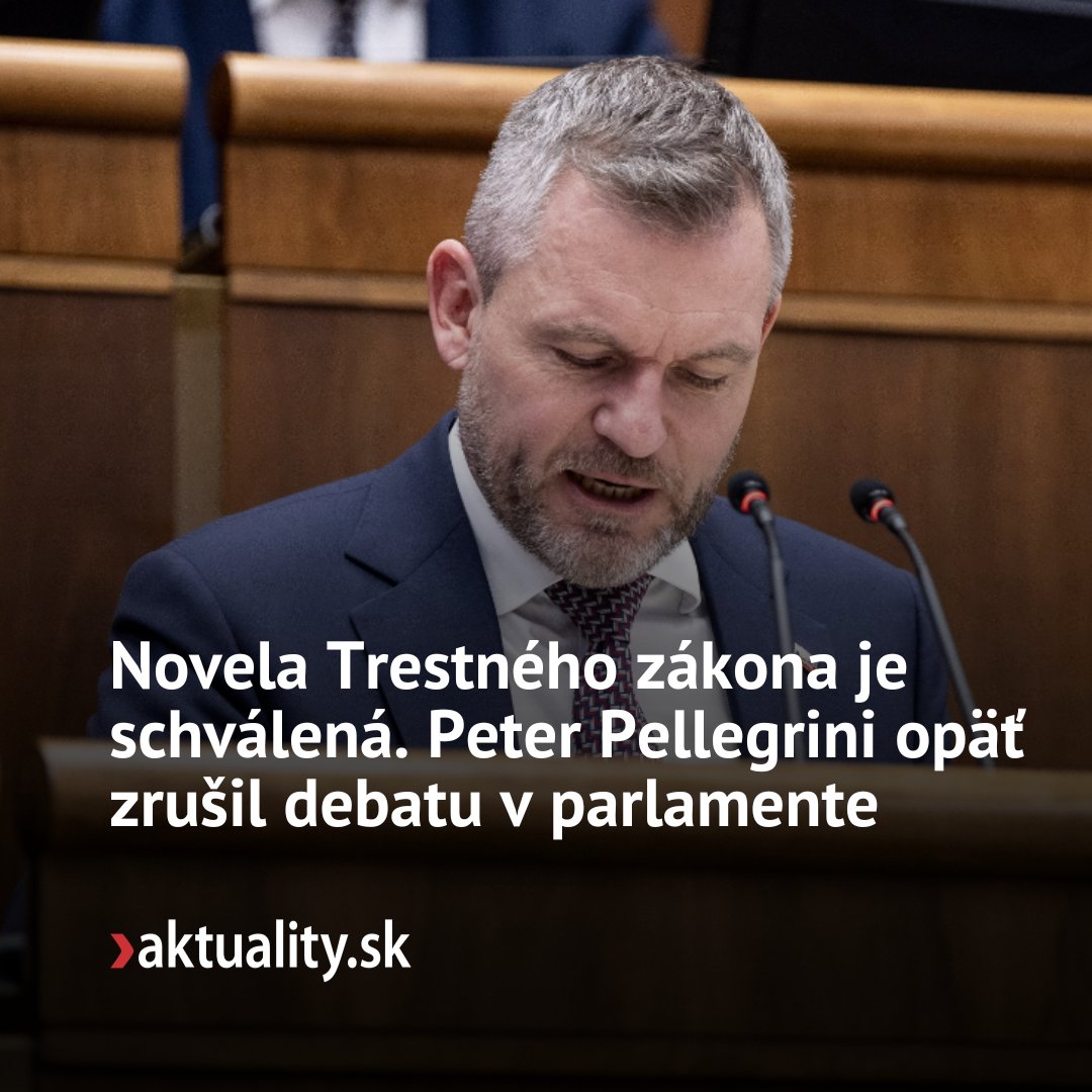 Aktualitysk's tweet photo. AKTUALITA: Parlament definitívne schválil novelu Trestného zákona. Za bolo 78 poslancov koalície. Viac tu: https://t.co/AQp6JEdmH3 https://t.co/9V9tpvtlCd