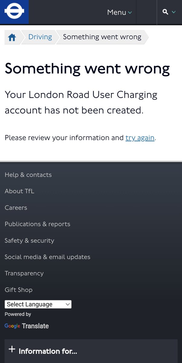 DecapiS's tweet photo. Trying to set up an account but am getting an error message @TfL saying "Your London Road User Charging account has not been created." Because "phone number is already being used". Tried several (Dutch, living there) numbers, but the same result. What can I do? https://t.co/NGRXb1mCPT