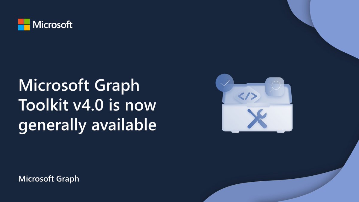 Microsoft Graph Toolkit v4.0 is packed with new features, improvements to the developer experience, and bug fixes that will be appreciated by end-users. See what's new: msft.it/6010i7Nkj #Microsoft365Dev #MicrosoftGraph