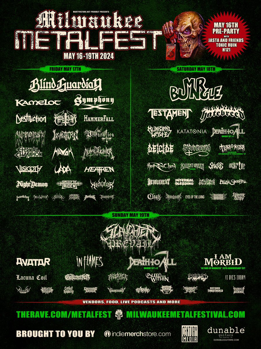 WELL GOT DAMMMMMNNNNNNN!! Let’s do this Milwaukee!! therave.com/MetalFest for tix!