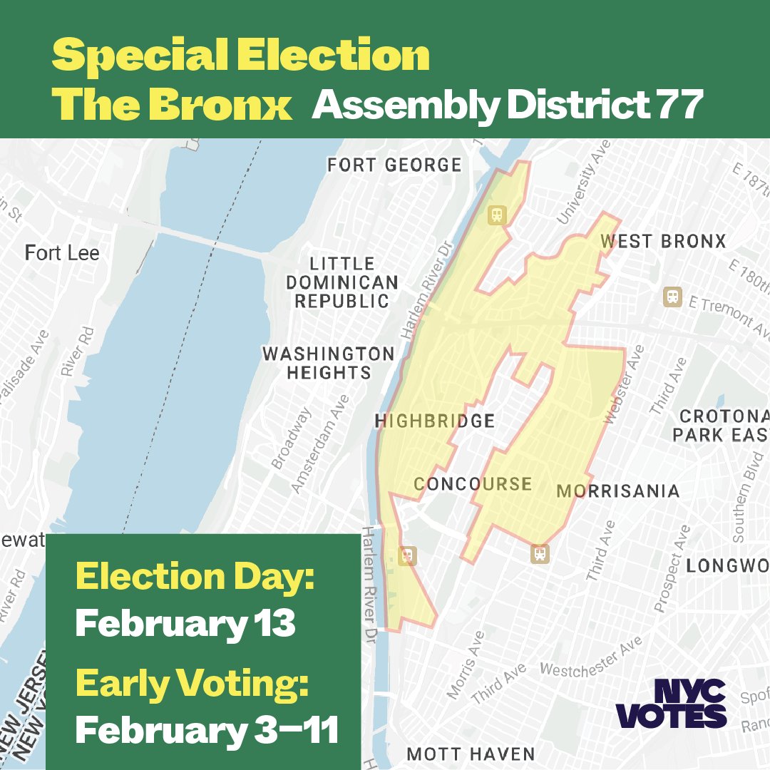 This week we've been sending out reminders about special elections in Queens and the Bronx. If you're a New Yorker who lives in these districts, remember you can vote early until THIS Sunday, Feb. 11! And don't forget Election Day is Tuesday, Feb. 13! 🗓 nycvotes.org