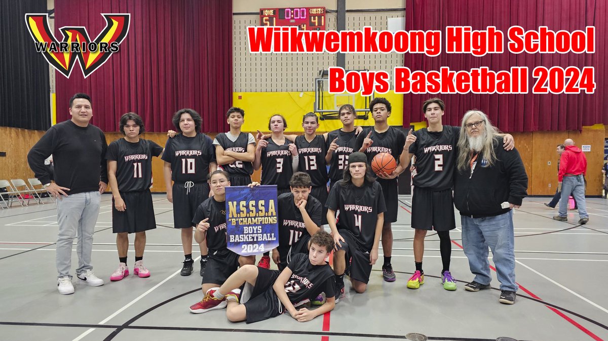 NISHKE! Congratulations to the Wiikwemkoong High School boys basketball team on defeating MSS and we look forward to seeing them compete at NOSSA B in Mattawa on February 23, 2024. Way to go WARRIORS! #wiikwemkoongproud