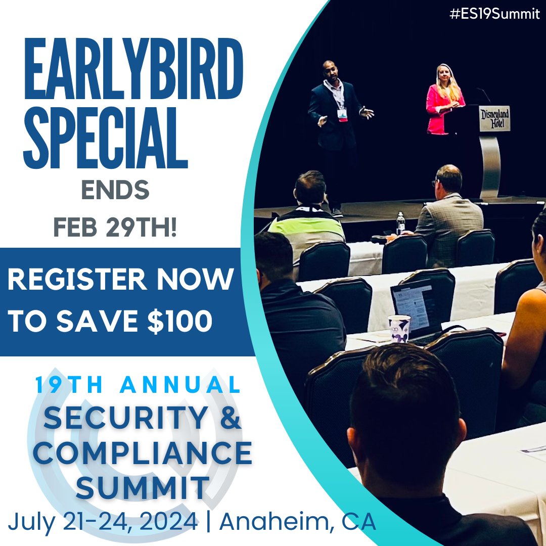 Early bird registration for EnergySec's 19th Annual Security and Compliance Summit ends February 29th! Register now and reserve your room at our special rate! Members get an ADDITIONAL 30% off.

Register today:
energysec.org/energysec-summ…