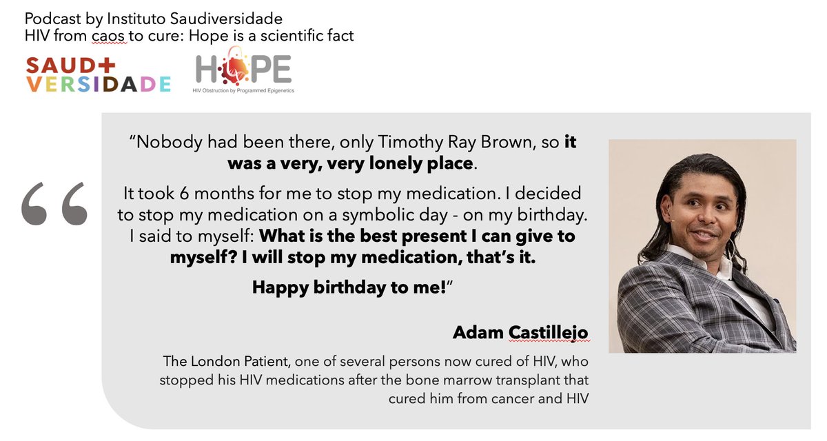 @adamcastilejo never ceases to inspire and share his journey to being cured of HIV! The London Patient is featured in the ‘HIV From Chaos To Cure’ podcast on Spotify brought to you by @SauDiversidade #hiv #aids #uequalsu #hivadvocate #HIVcure open.spotify.com/episode/4D2Yeg…
