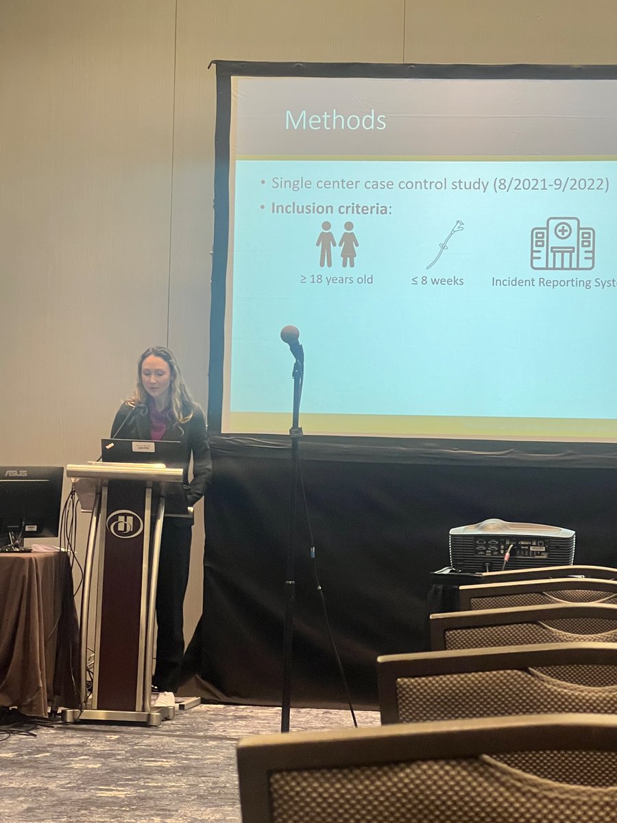 Amazing presentation by @akobzherz predicting factors associated with G-tube dislodgment in a safety-net population. Delirium within 24 hrs before placement ➡️ more dislodgments. @BMCSurgery