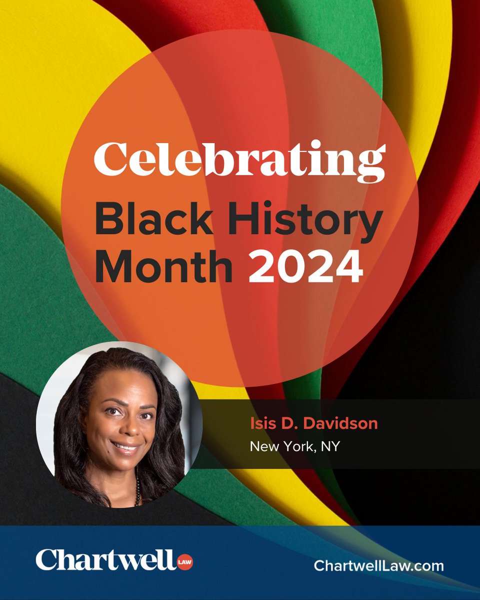 As part of #ChartwellLaw's #BlackHistoryMonth celebration, Isis Davidson, a partner in our New York City office, emphasizes the importance of diversity and inclusion in today's legal industry:

To read Isis's full interview, please visit the link, bit.ly/3SRPBIj.