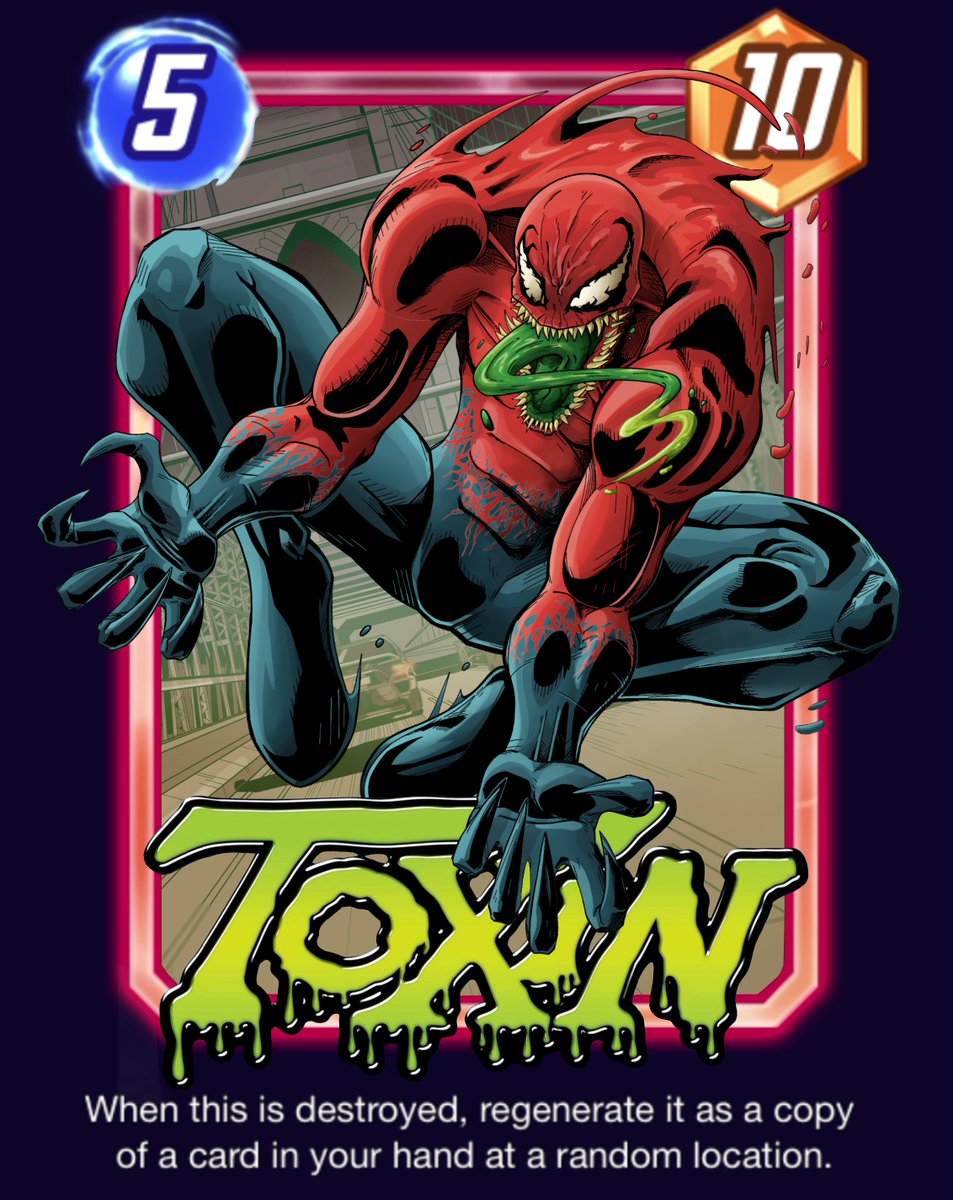 JoeyFantana's tweet photo. #MarvelSnap custom base card no. 14: Toxin.
Original art by me.
Done with the Spider/Venomverse for now... onto some more obscure stuff!
#Spiderverse #ComicArt #originalart #SnapVariant #venomverse #spiderman #venom #maximumcarnage #Symbiote
@MARVELSNAP https://t.co/tKUVZZhhjL