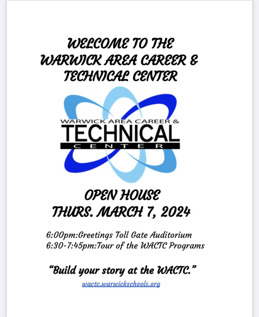 OPEN HOUSE March 7th! #wactc #warwickctc #dowhatyoulovelovewhatyoudo