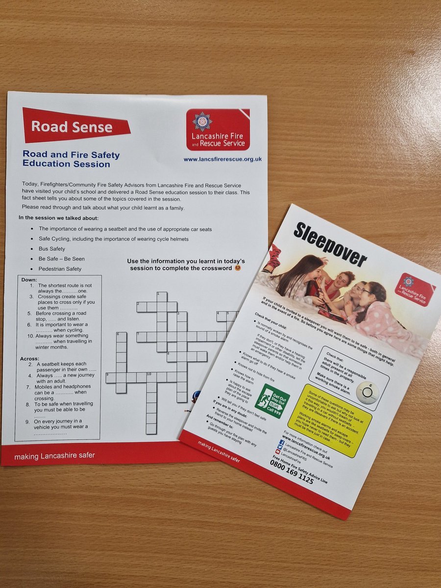 A big thank you to @LancashireFRS who delivered their RoadSense package to Year 6 today. The RoadSense package  looks at the transition from primary to high school.
It is designed to help pupils to consider how they will travel to their new school safely and plan their route.🚶‍♀️