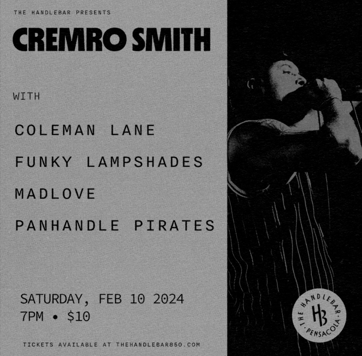 We will be opening for <a href="/CremRo/">Cremro Smith</a> 
SAT 2/10/24
At the Handlebar in Pcola
Pull up!!!