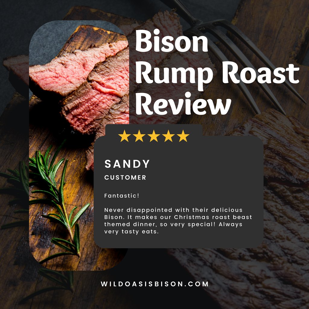 WildOasisBison's tweet photo. Customer satisfaction is our top priority, and this rave review about our Bison Rump Roast proves it! Discover the exquisite flavors that keep our customers coming back for more. https://t.co/E6Or84l6iN