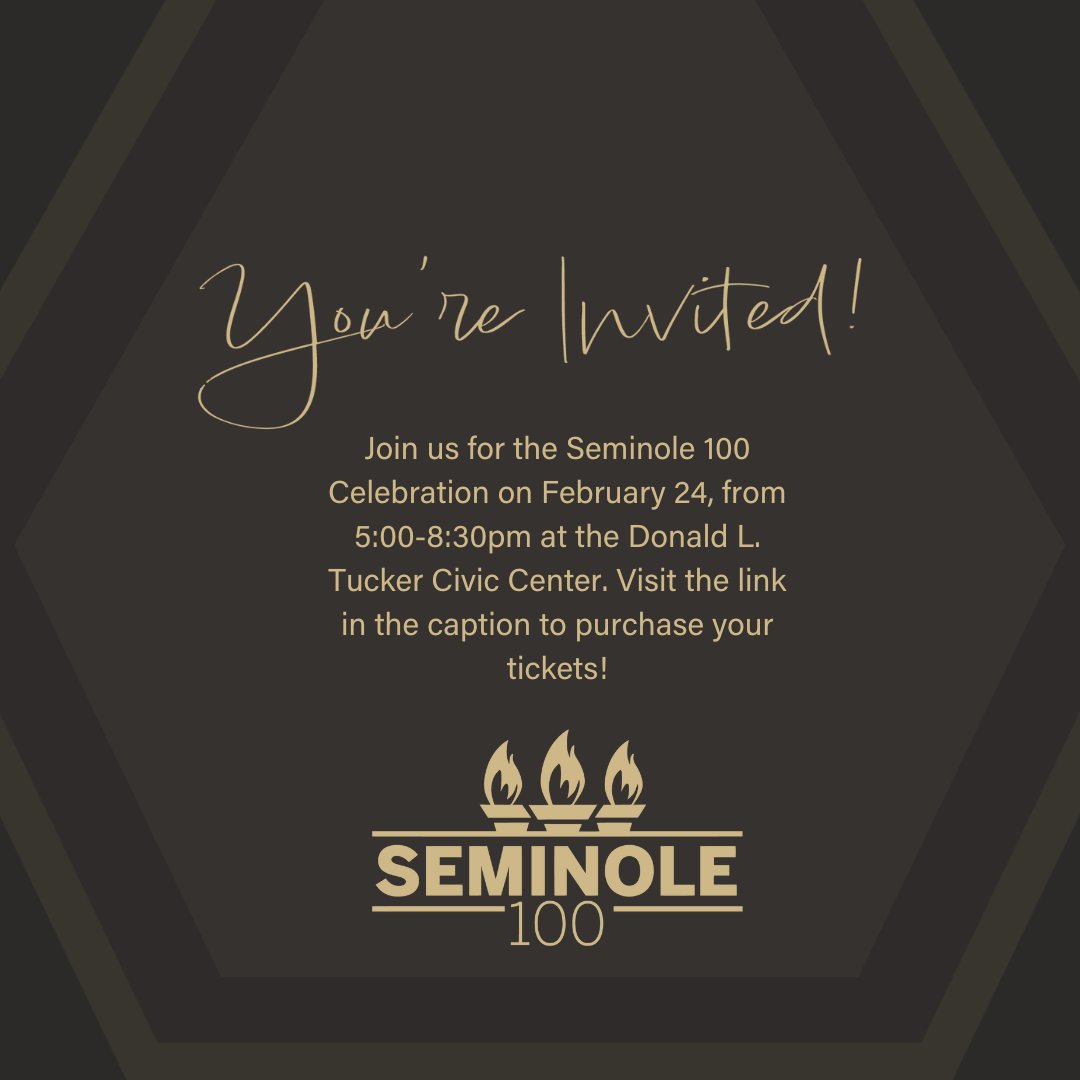 Our Seminole 100 Celebration is coming up quick! But what exactly is it? New alumni, family and friends join our Nole network every year, so we wanted to make sure everyone knows what’s up. Tap to learn more about Seminole 100. To purchase tickets visit: gonol.es/Seminole100