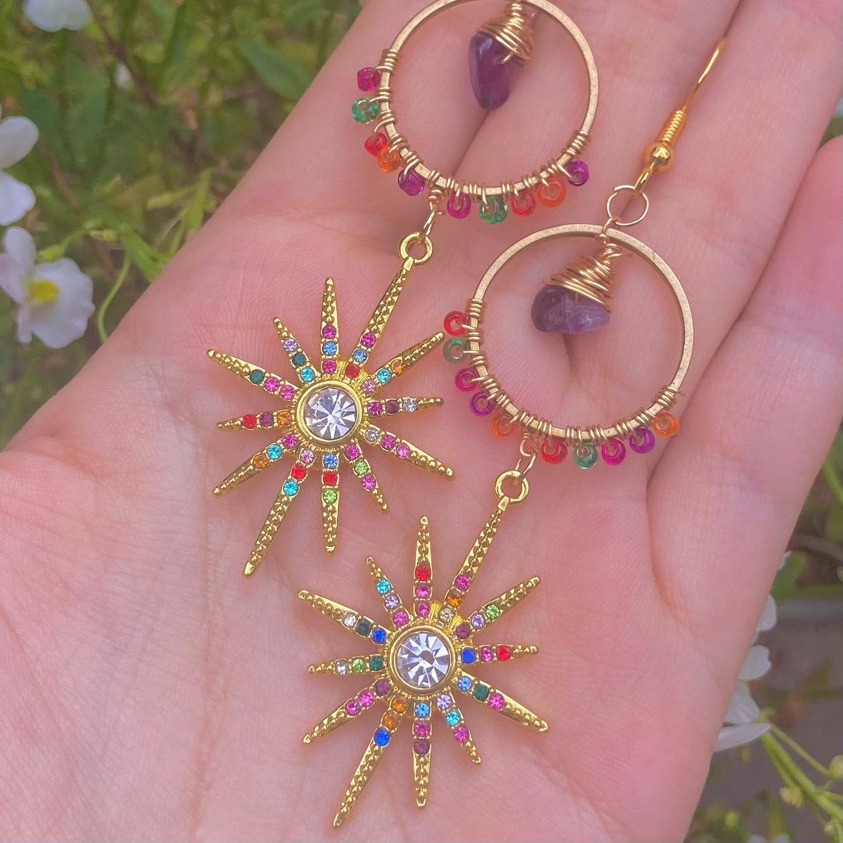 Handmade amethyst earrings 🔮 ☽༓･
