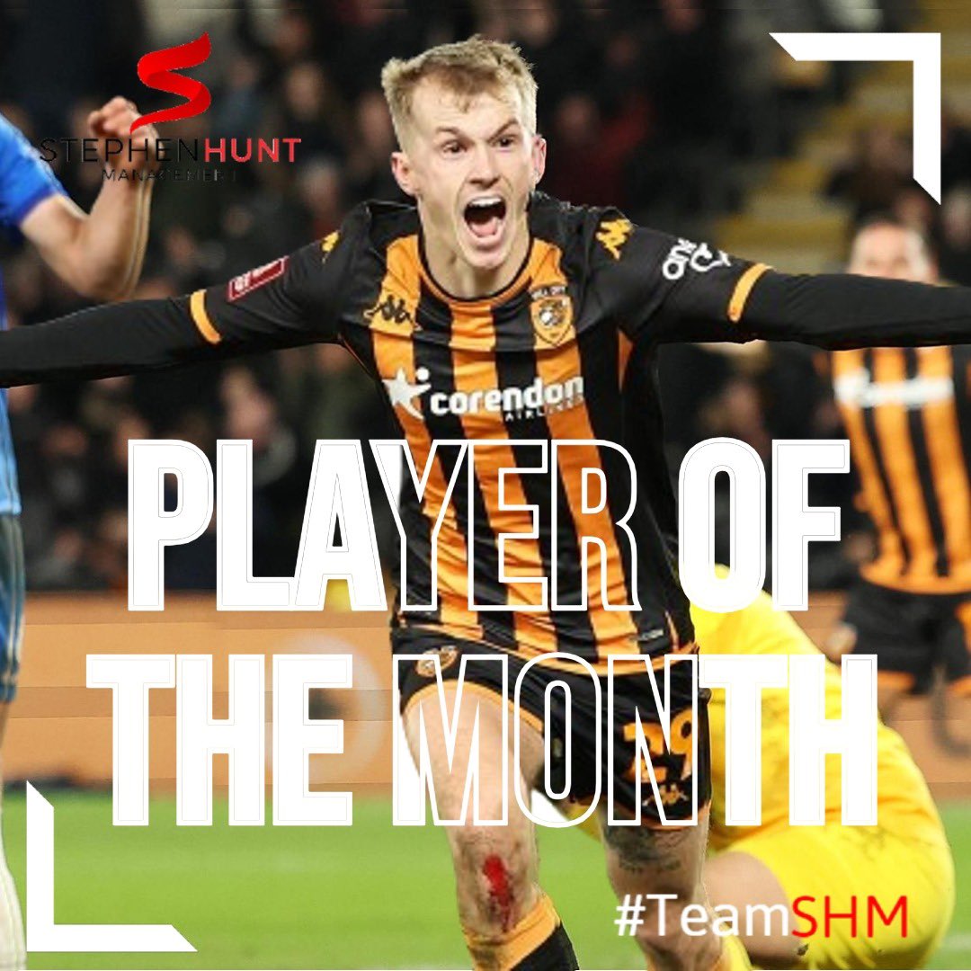 🤩 @mattyjacob1 Player of the Month 🏆 

Huge congratulations to Matty, who has been voted as @HullCity’s POTM for January 👏

Well deserved 🔥 

#HCAFC #MJ29 #TeamSHM