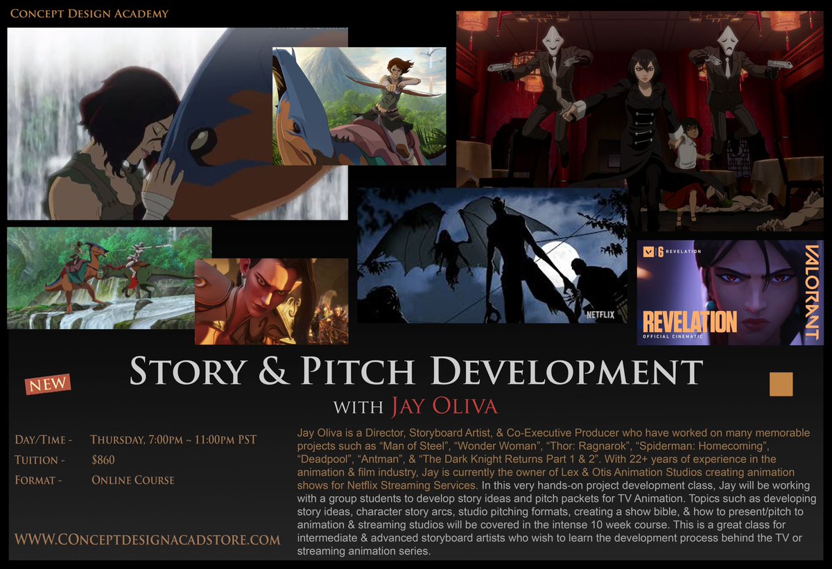 Starting next week I’m teaching at the concept design academy story development for pitching your own series or movie. Spots are limited so please contact the school if you want to sign up! conceptdesignacad.com