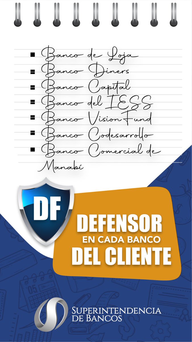 superbancosEC's tweet photo. 🔵 Todas las entidades financieras del país 🇪🇨 cuentan con un Defensor del Cliente.
Este mediador y conciliador está para ayudarte 🤝, en la resolución de conflictos.
Mira el listado de bancos con #DefensoresDelCliente aquí https://t.co/7GWwQJHg3j👇🏻 https://t.co/2OFJWxpu6m